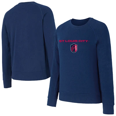 Women's Concepts Sport Navy St. Louis City SC Elevation Tri-Blend Long Sleeve Sweatshirt