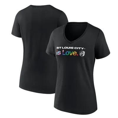 St. Louis City SC Fanatics Branded Women's Team Pride Logo - V-Neck T-Shirt Black