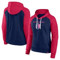 Women's Fanatics Navy/Red St. Louis City SC Instep Raglan Pullover Hoodie