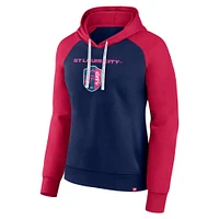 Women's Fanatics Navy/Red St. Louis City SC Instep Raglan Pullover Hoodie