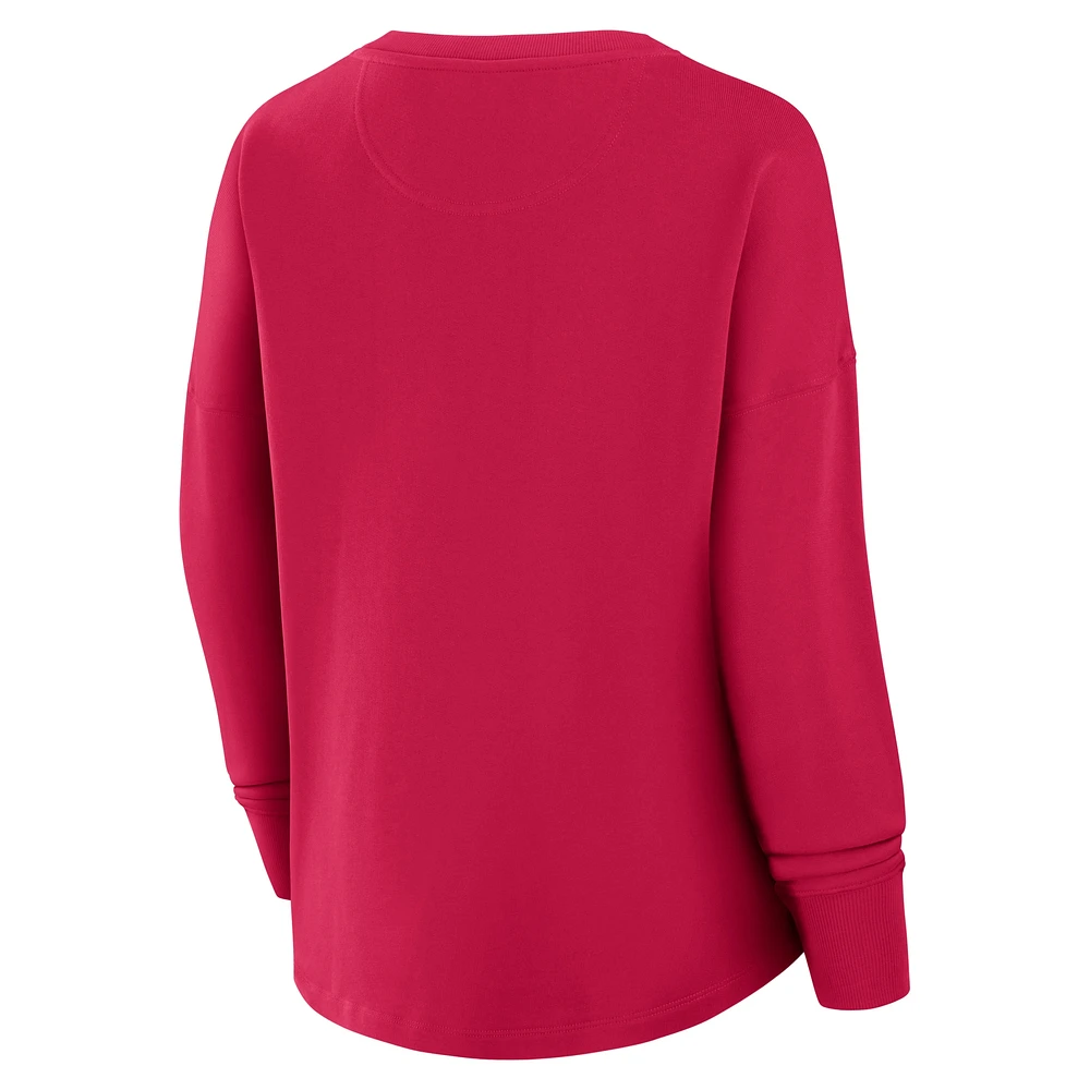 Women's Fanatics Red St. Louis City SC Oversized Captain Arm Band Pullover Sweatshirt