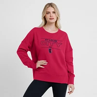Women's Fanatics Red St. Louis City SC Oversized Captain Arm Band Pullover Sweatshirt