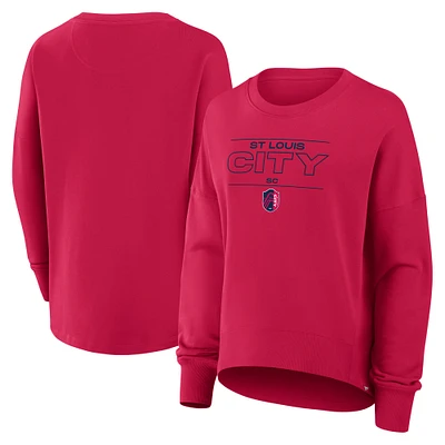 Women's Fanatics Red St. Louis City SC Oversized Captain Arm Band Pullover Sweatshirt