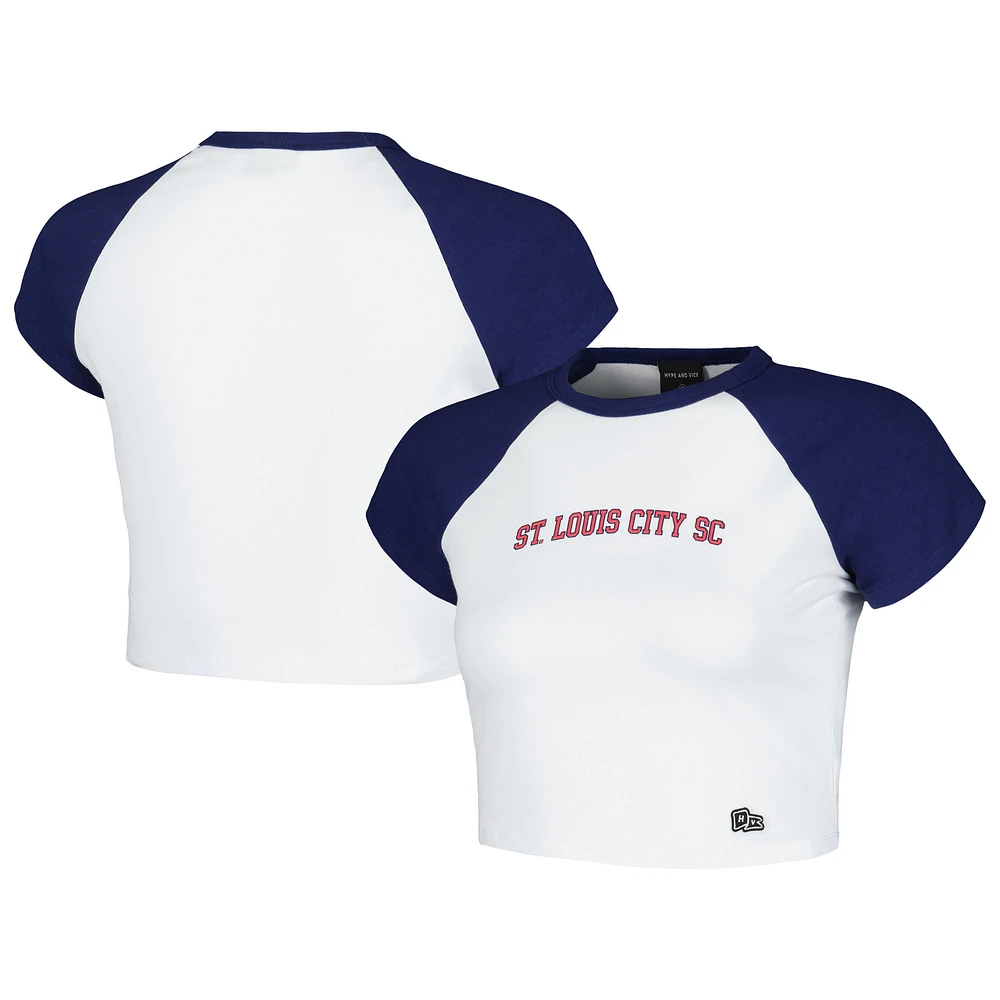 Women's Hype and Vice White St. Louis City SC Homerun Cropped Raglan T-Shirt