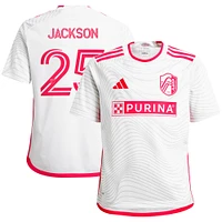 Jeune adidas Aziel Jackson Blanc St. Louis City SC 2024 The Confluence Kit Réplique Maillot de Joueur