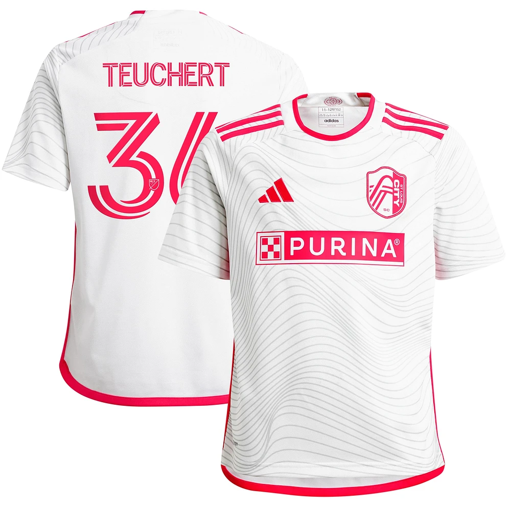 Maillot de joueur réplique adidas Cedric Teuchert blanc St. Louis City SC 2024 The Confluence Kit pour jeunes