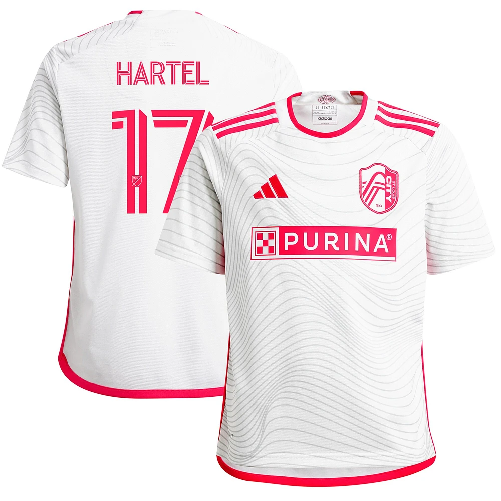 Maillot de joueur réplique adidas Marcel Hartel blanc St. Louis City SC 2024 The Confluence Kit pour jeunes