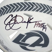 Casque Riddell 2024 Salute To Service Speed ​​Mini autographié par Eric Dickerson des Los Angeles Rams avec inscription « HOF 99 »