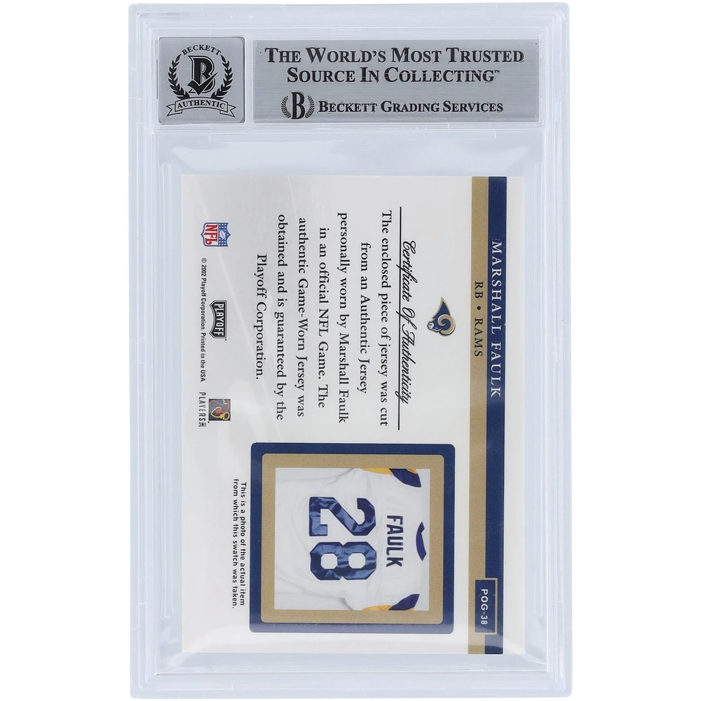 Marshall Faulk St. Louis Rams Autographed 2002 Playoff Piece of the Game Relic #POG-38 Beckett Fanatics Witnessed Authenticated 10 Card