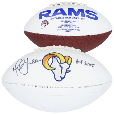 Marshall Faulk St. Louis Rams Autographed White Panel Football with "HOF 20XI" Inscription