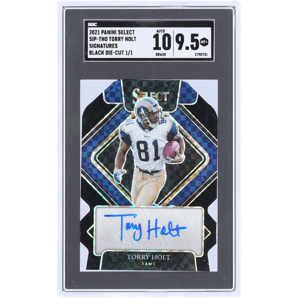 Torry Holt St. Louis Rams Autographed 2021 Panini Select Black Prizm Die Cut #SIP-THO #1/1 SGC Authenticated 9.5/10 Card