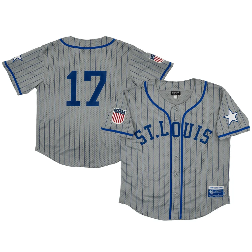 Men's Rings & Crwns #17 Gray St. Louis Stars Mesh Button-Down Replica Jersey