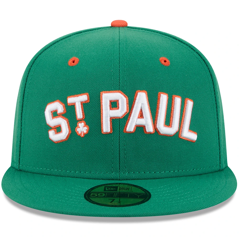Casquette ajustée 59FIFTY verte New Era pour homme, thème St. Paul Saints
