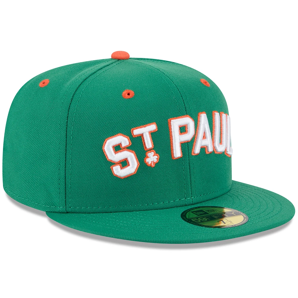 Casquette ajustée 59FIFTY verte New Era pour homme, thème St. Paul Saints