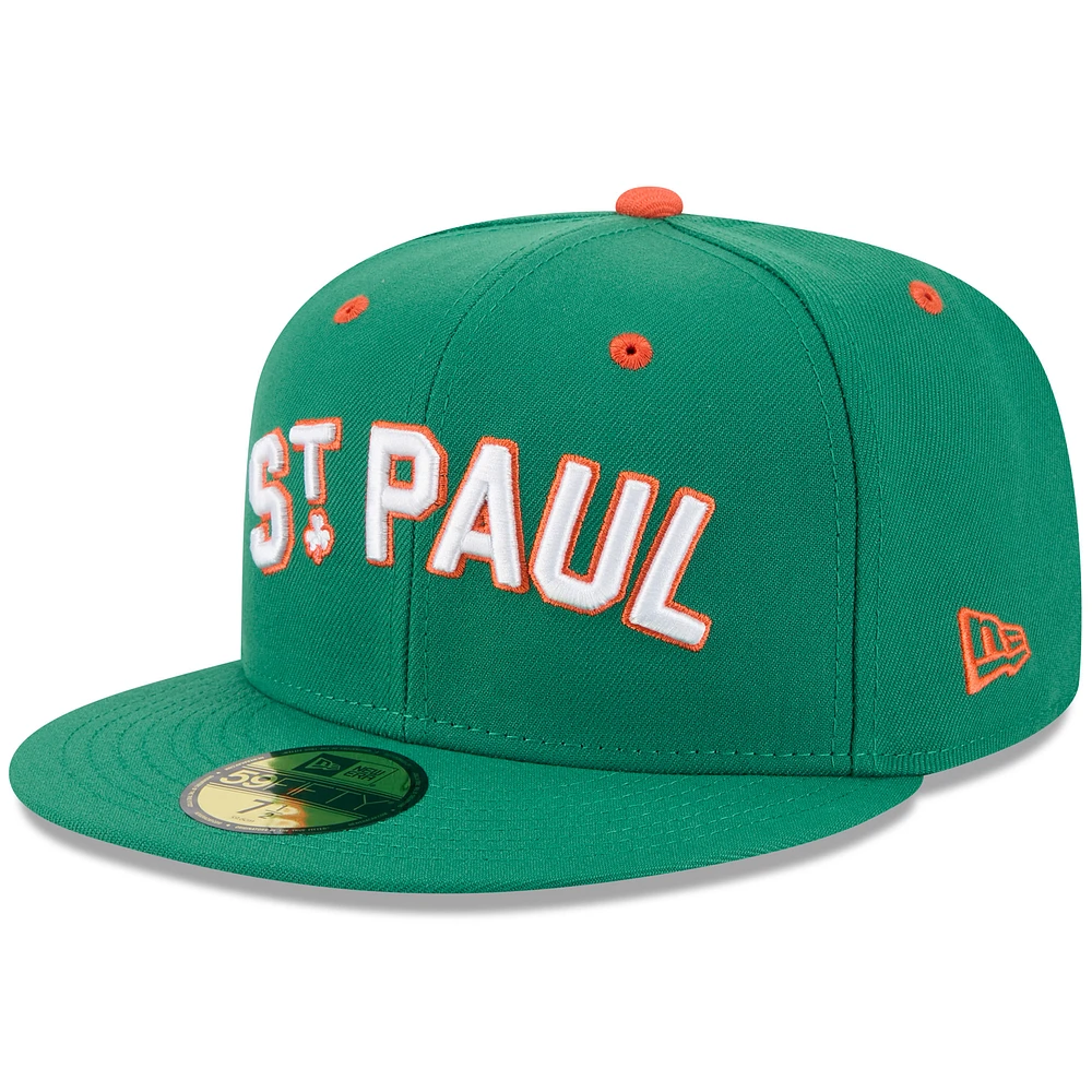 Casquette ajustée 59FIFTY verte New Era pour homme, thème St. Paul Saints