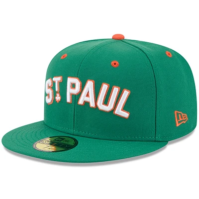 Casquette ajustée 59FIFTY verte New Era pour homme, thème St. Paul Saints