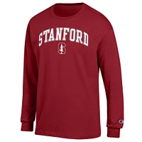 Men's Champion  Cardinal Stanford Arch Over Logo Long Sleeve T-Shirt