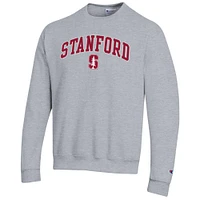 Sweat-shirt à enfiler Champion Heather Grey Stanford Cardinal Arch Over Logo pour homme
