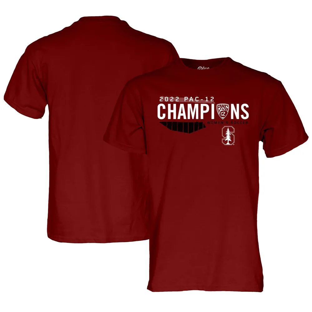 T-shirt bleu pour hommes, 84 Cardinal Stanford 2022 PAC-12, saison régulière, champions de football féminin, vestiaire