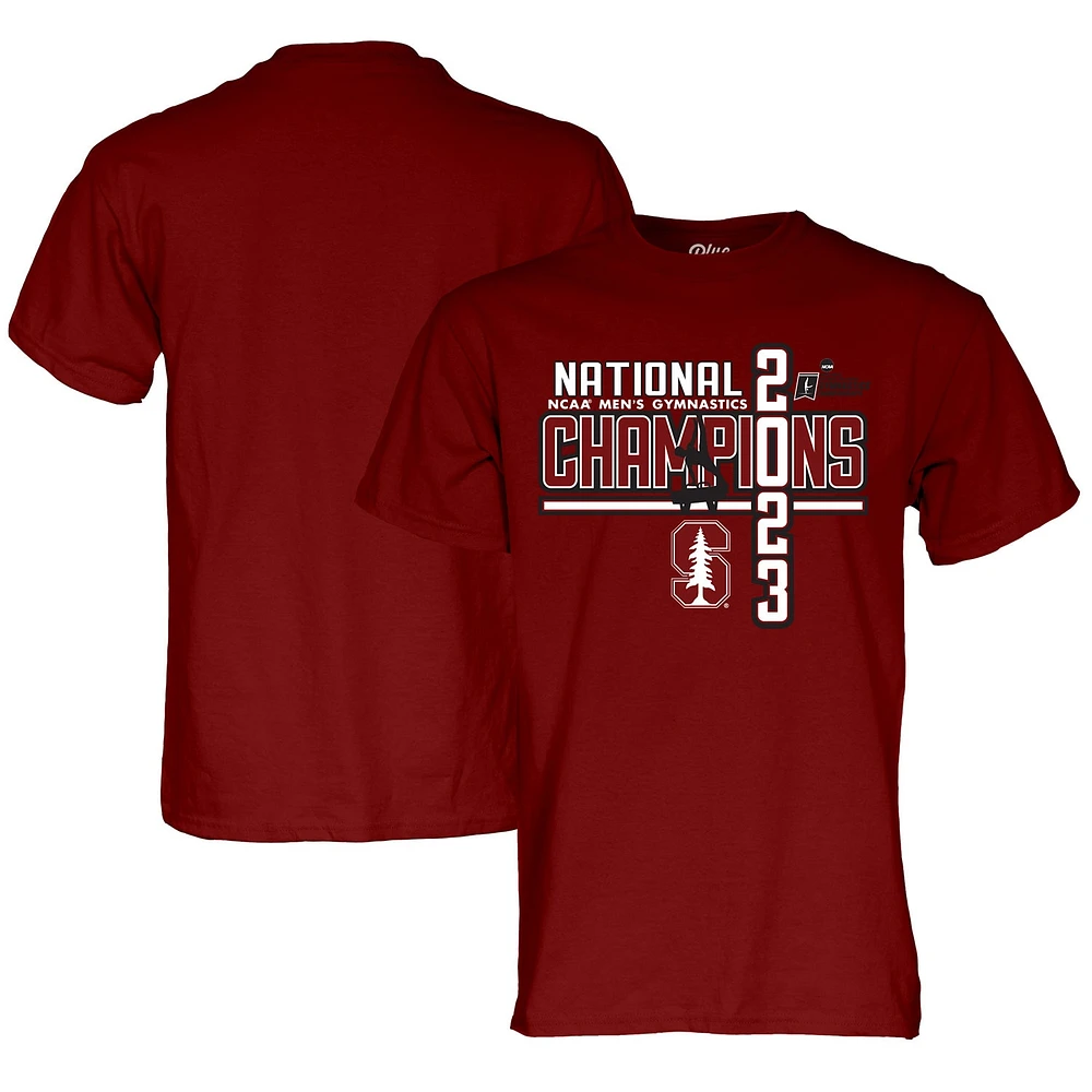 T-shirt pour homme bleu 84 Cardinal Stanford 2023 NCAA Champions nationaux de gymnastique