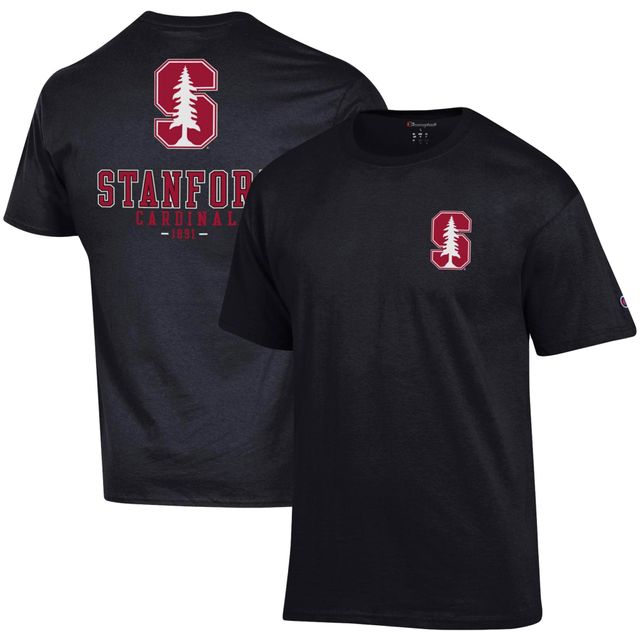 T-shirt noir Champion Stanford Cardinal Stack 2-Hit pour homme