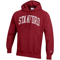 Men's Champion Cardinal Stanford Team Arch Reverse Weave Pullover Hoodie