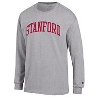 Men's Champion  Heather Gray Stanford Cardinal Basic Arch Long Sleeve T-Shirt