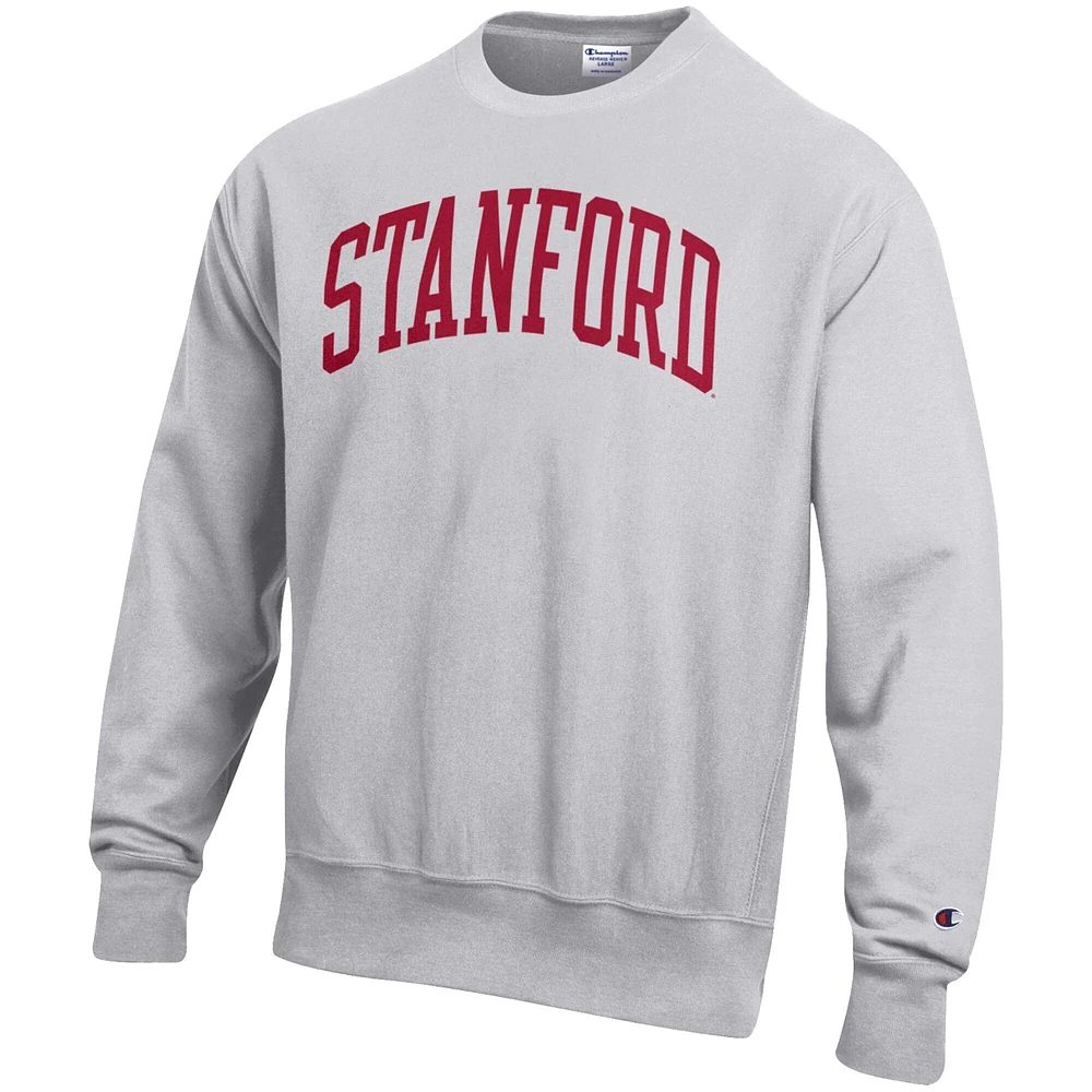 Men's Champion Heathered Gray Stanford Cardinal Arch Reverse Weave Pullover Sweatshirt