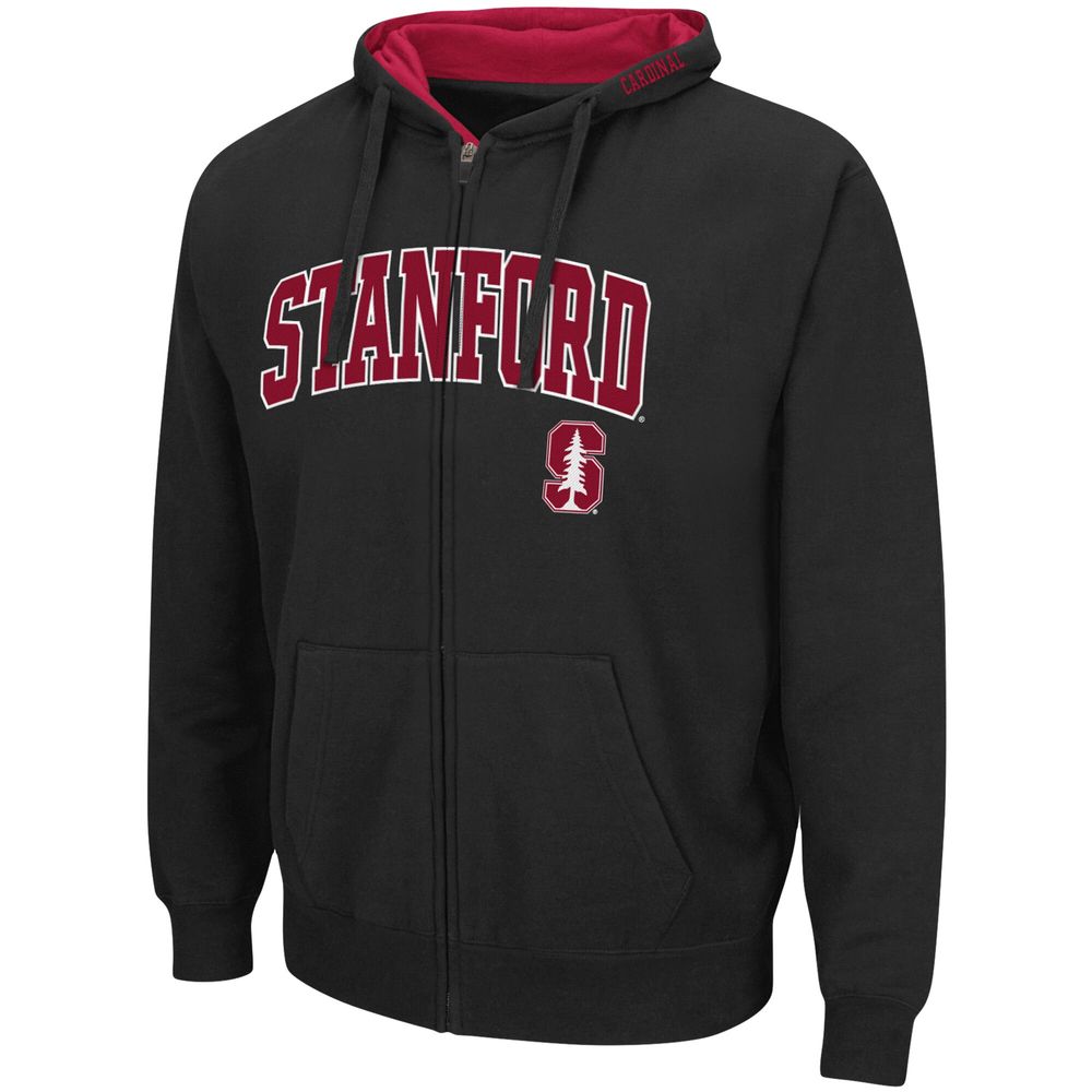 Men's Colosseum Black Stanford Cardinal Arch & Logo 3.0 Full-Zip Hoodie