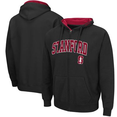 Men's Colosseum Black Stanford Cardinal Arch & Logo 3.0 Full-Zip Hoodie