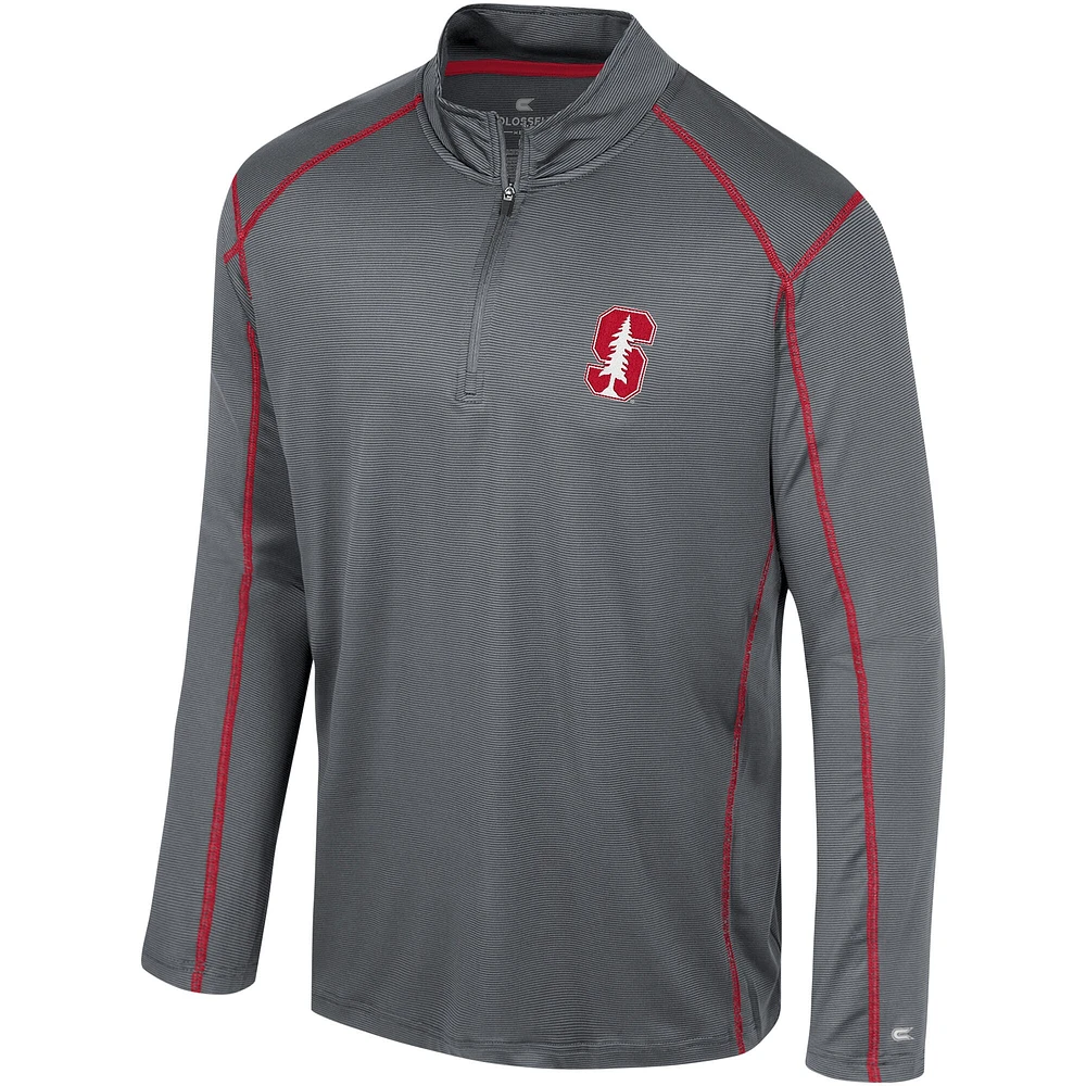 Men's Colosseum Black Stanford Cardinal Cameron Quarter-Zip Windshirt