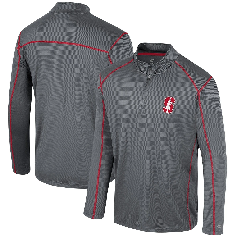 Men's Colosseum Black Stanford Cardinal Cameron Quarter-Zip Windshirt