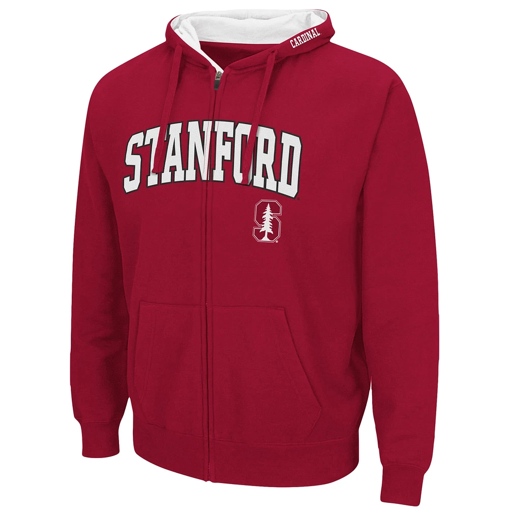 Men's Colosseum Cardinal Stanford Arch & Logo 3.0 Full-Zip Hoodie