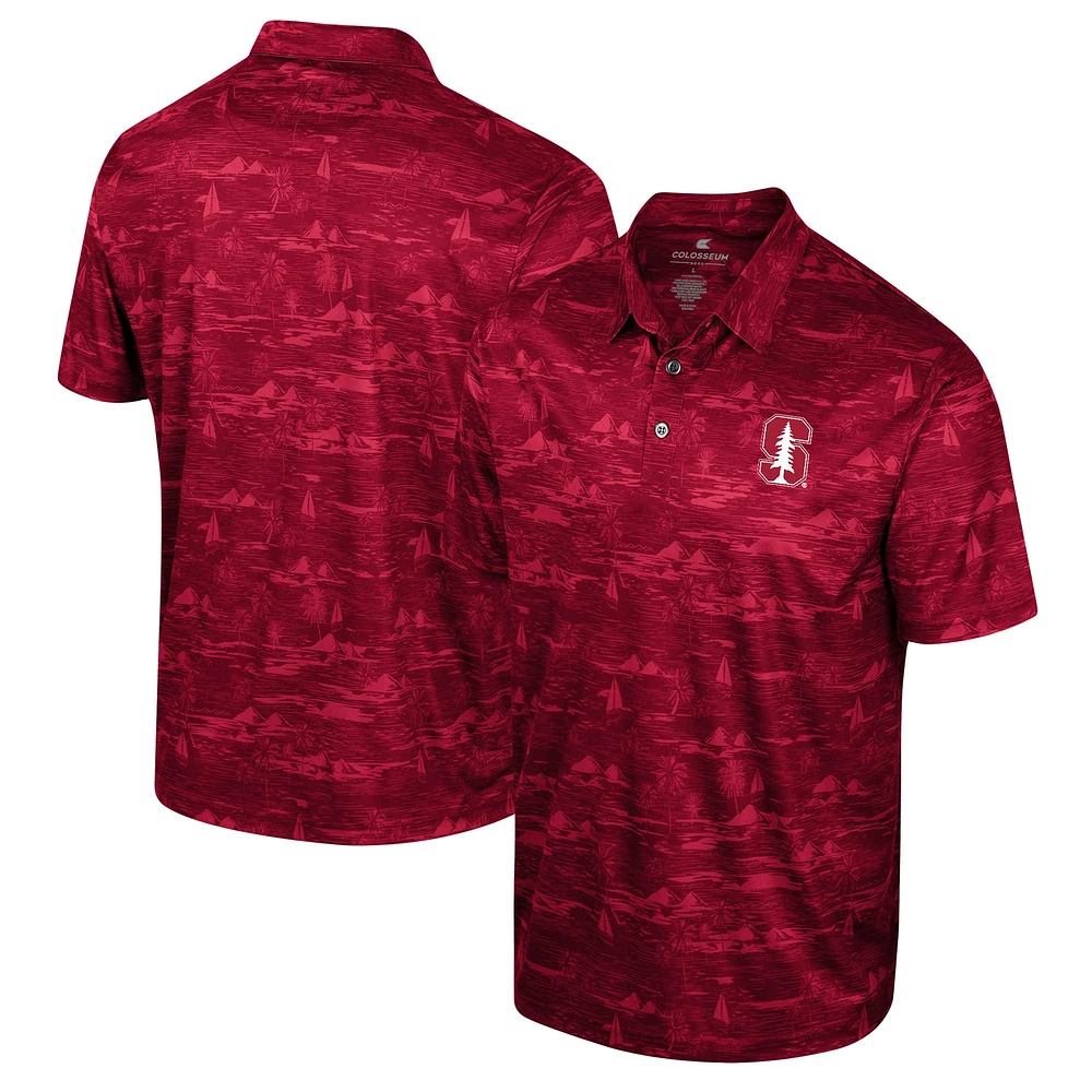 Men's Colosseum Cardinal Stanford Daly Print Polo