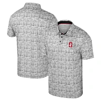 Men's Colosseum Cardinal Stanford It's Time! Allover Print Polo