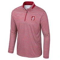 Men's Colosseum Cardinal Stanford Striped Quarter-Zip Top
