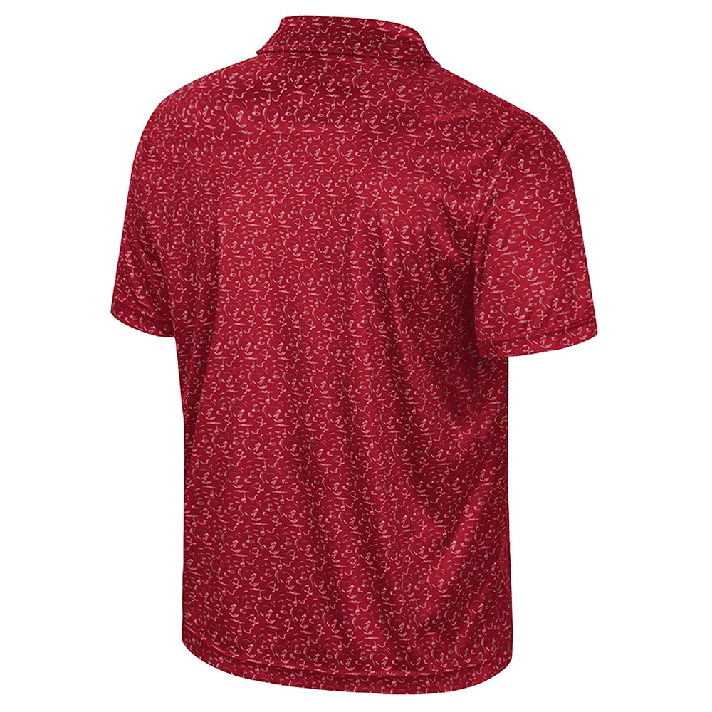 Men's Colosseum Cardinal Stanford Sublimated Golf Polo
