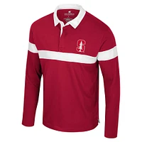 Men's Colosseum  Cardinal Stanford Too Cool For School Long Sleeve Polo