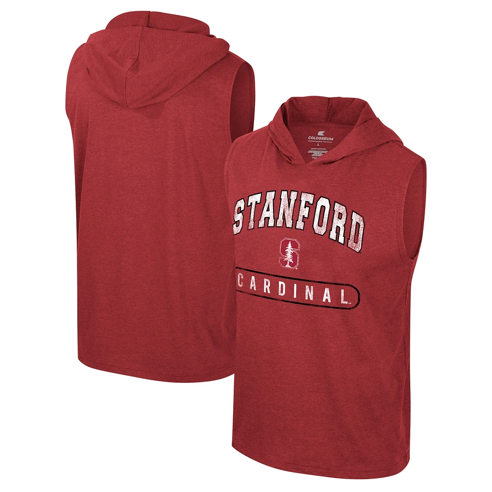 Débardeur à capuche sans manches Colosseum Cardinal Stanford Varsity pour hommes