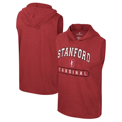 Men's Colosseum Cardinal Stanford Varsity Sleeveless Hoodie Tank Top