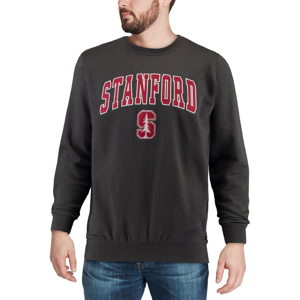 Men's Colosseum Charcoal Stanford Cardinal Arch & Logo Crew Neck Sweatshirt