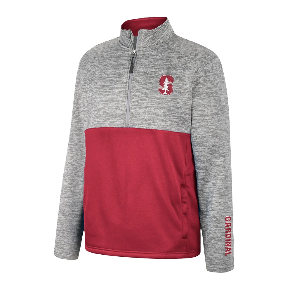 Men's Colosseum Gray Stanford Cardinal John Half-Zip Jacket