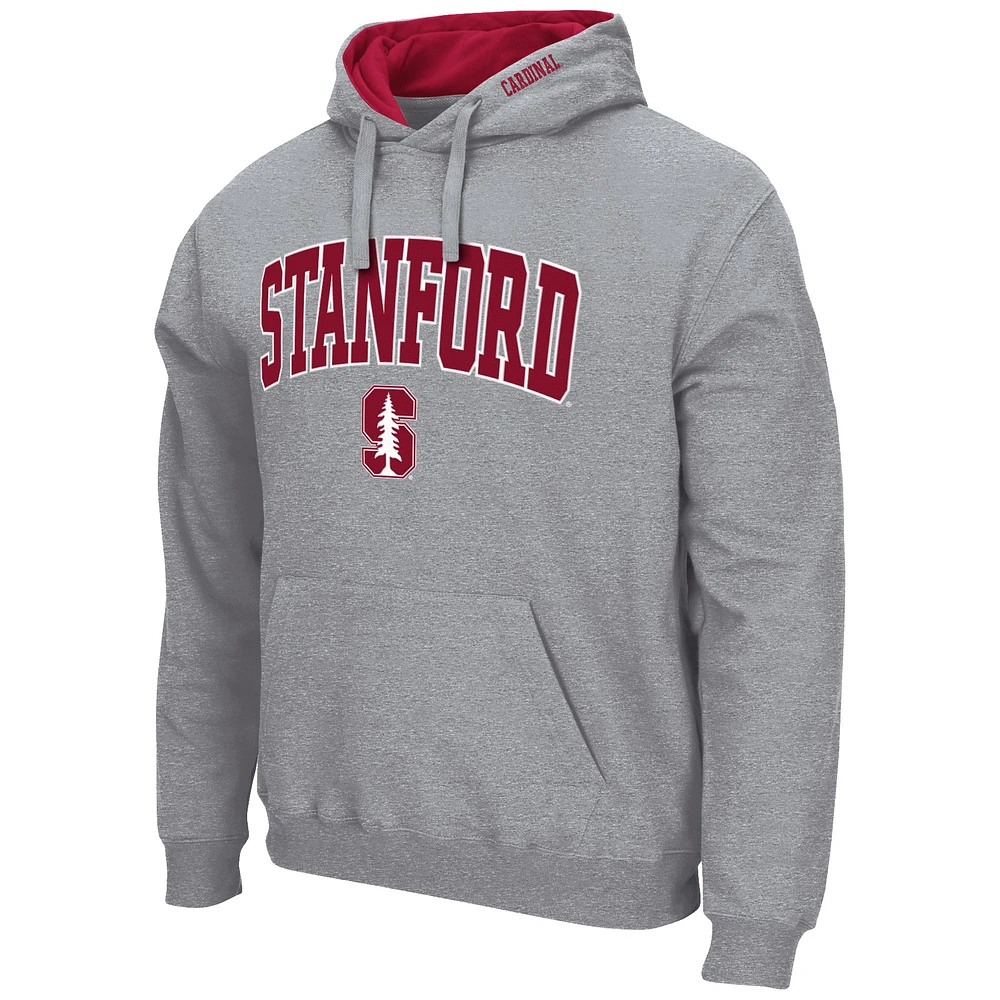 Men's Colosseum Heather Gray Stanford Cardinal Arch & Logo 3.0 Pullover Hoodie