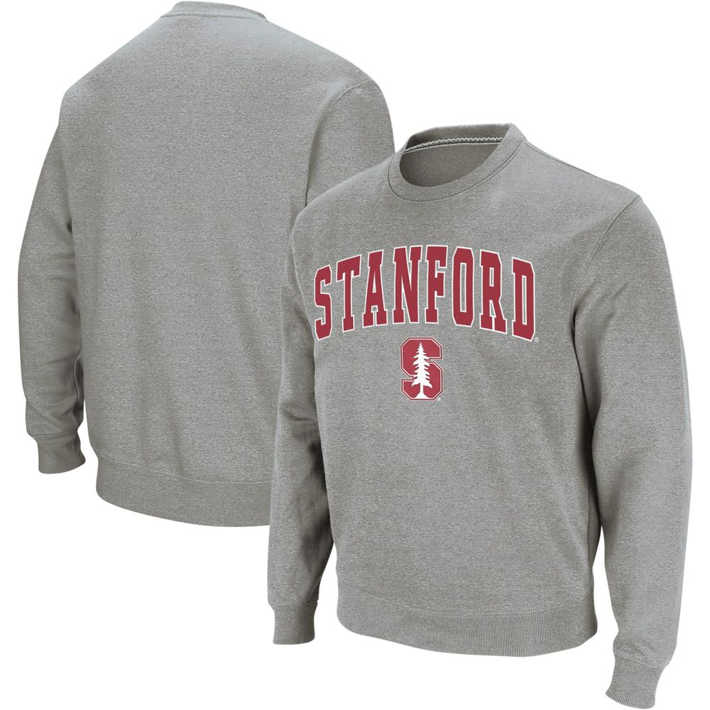 Men's Colosseum Heather Gray Stanford Cardinal Arch & Logo Crew Neck Sweatshirt