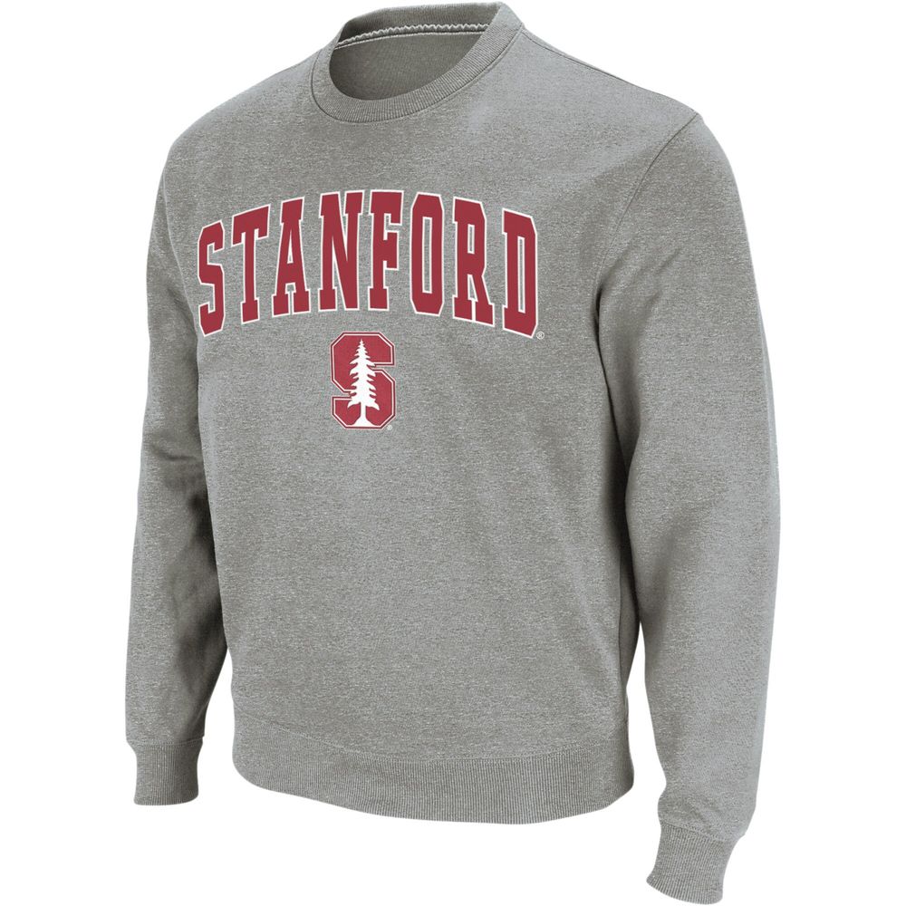 Men's Colosseum Heather Gray Stanford Cardinal Arch & Logo Crew Neck Sweatshirt