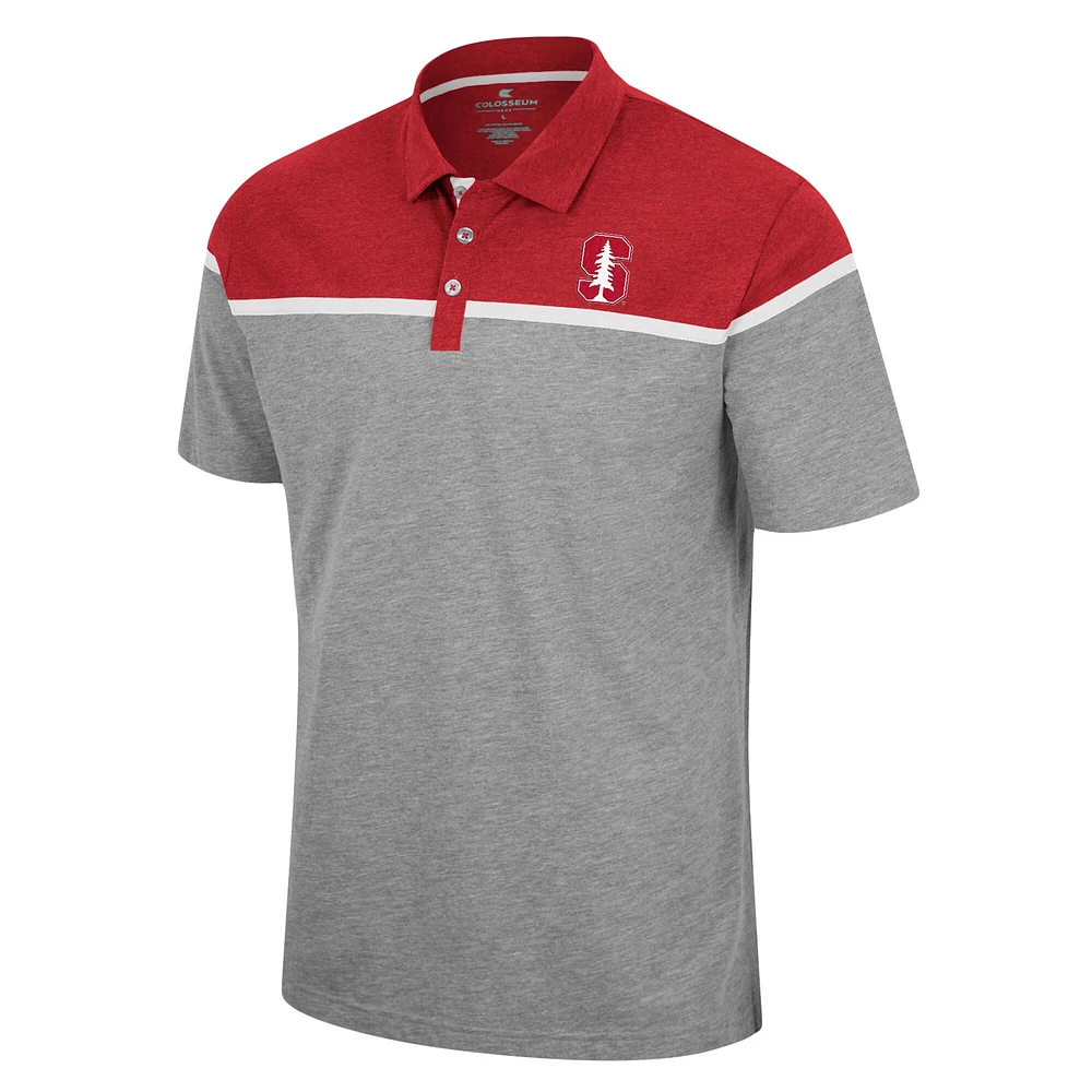 Men's Colosseum Heather Gray Stanford Cardinal Chamberlain Polo