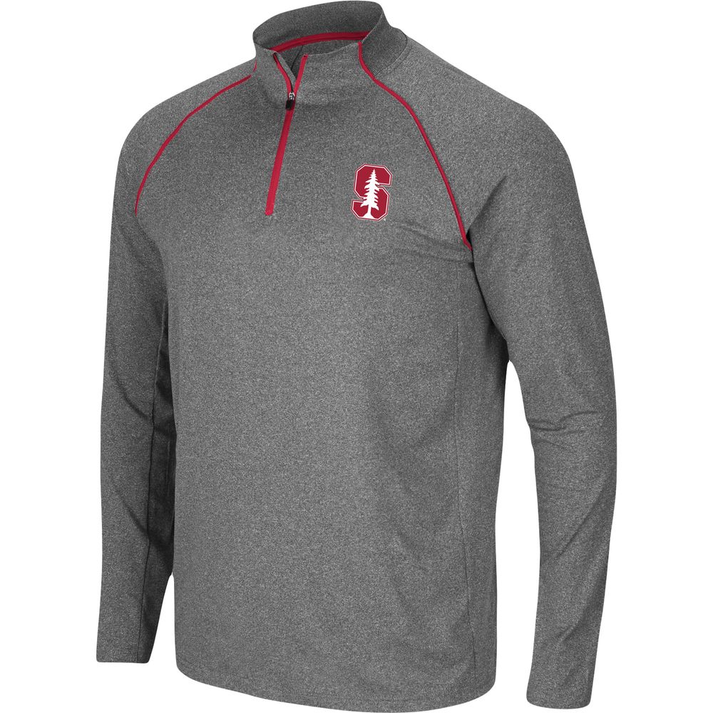 Men's Colosseum Heathered Charcoal Stanford Cardinal Robert Raglan Quarter-Zip Top