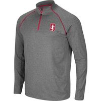 Men's Colosseum Heathered Charcoal Stanford Cardinal Robert Raglan Quarter-Zip Top