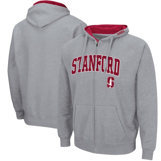 Sweat à capuche entièrement zippé Colosseum gris chiné Stanford Cardinal Arch & Logo 3.0 pour homme