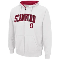 Men's Colosseum White Stanford Cardinal Arch & Logo 3.0 Full-Zip Hoodie